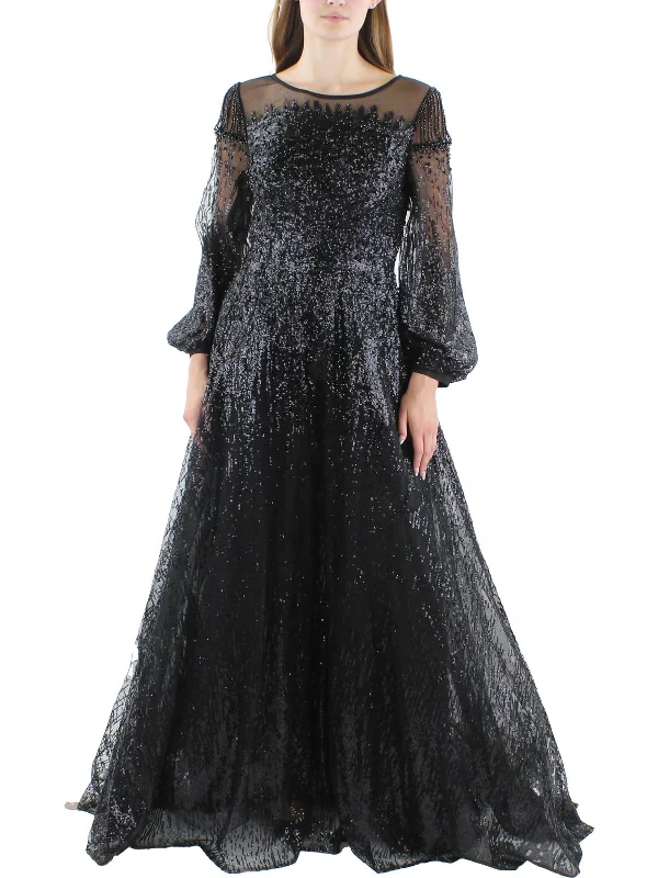 Womens Sequined Maxi Evening Dress Tunics Luxurious premium