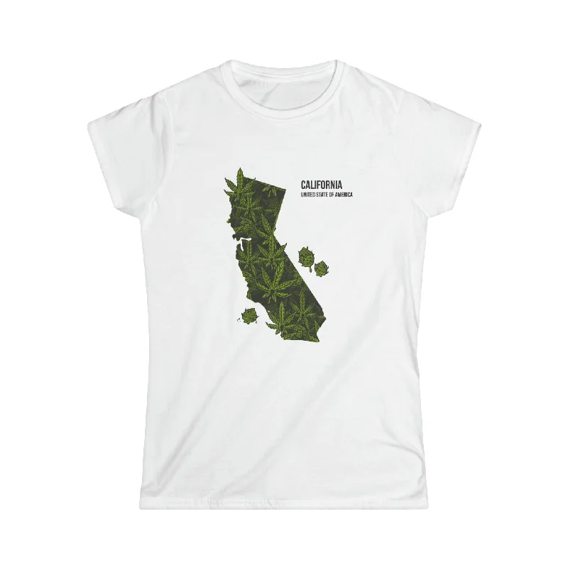 Women's Softstyle Tee California Love Wool Fabric Cashmere Fabric Tweed Fabric