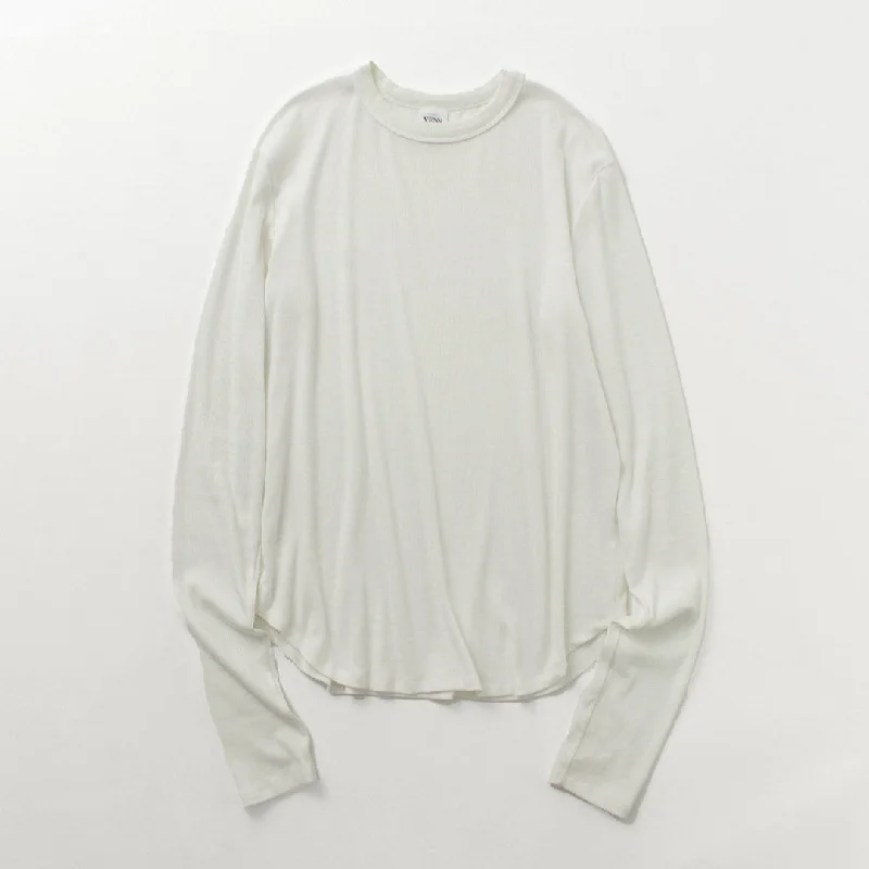 YENN（イェン） コットン リブ L/S TEE Solid Print Embellished