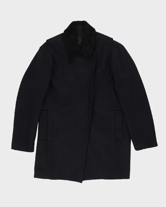 A.L.C. Navy Wool Short Overcoat - L Quilted Puffer Overcoat