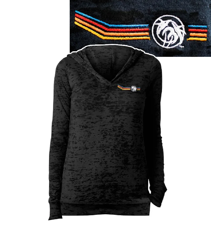 "Aquarius" Next Level Women's Burnout Hoody Hoodie with Stripes Bold Sporty