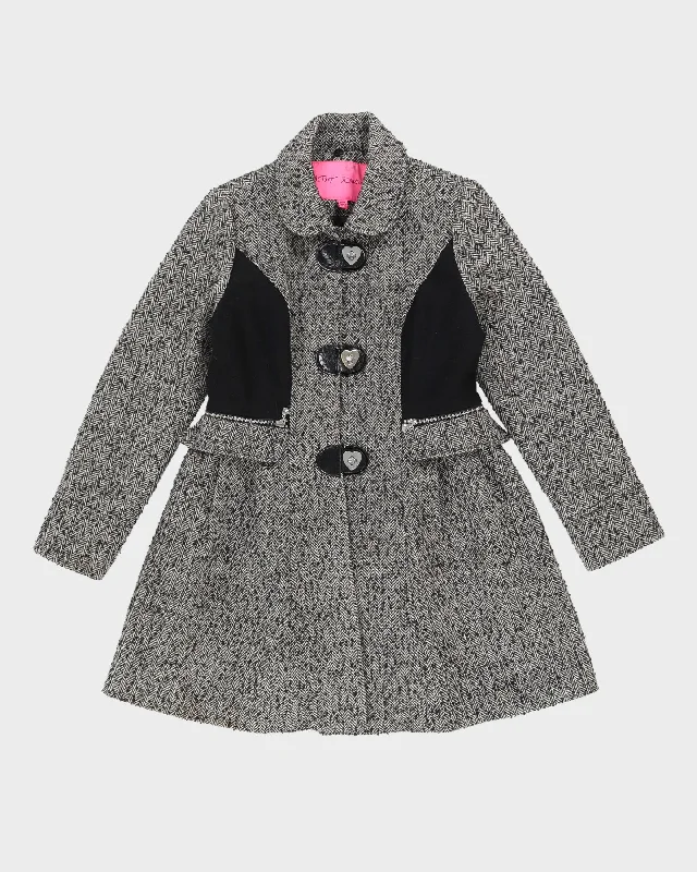 Betsey Johnson Black And White Overcoat - S Oversized Teddy Overcoat