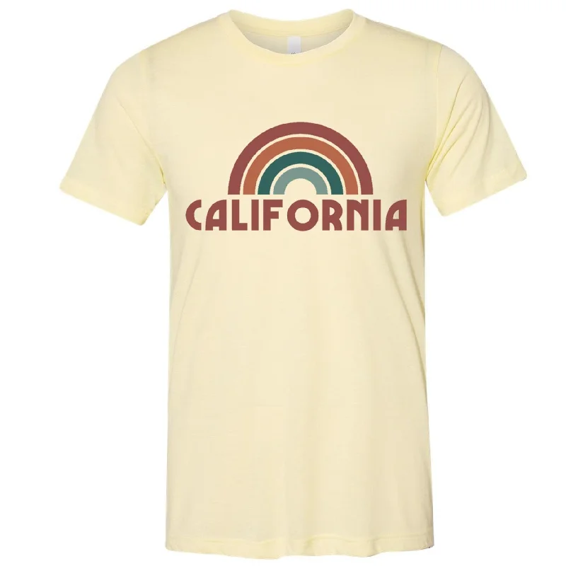 California Rainbow Pale Yellow Tee Sequined Glittery Shiny