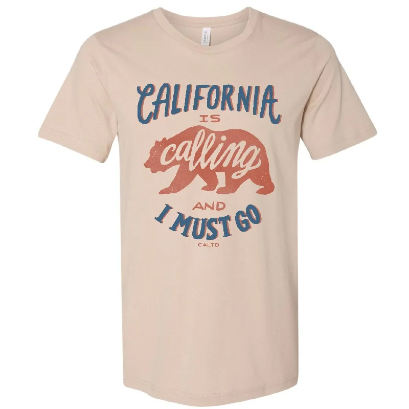 California Is Calling Tan Tee Striped Floral Plaid