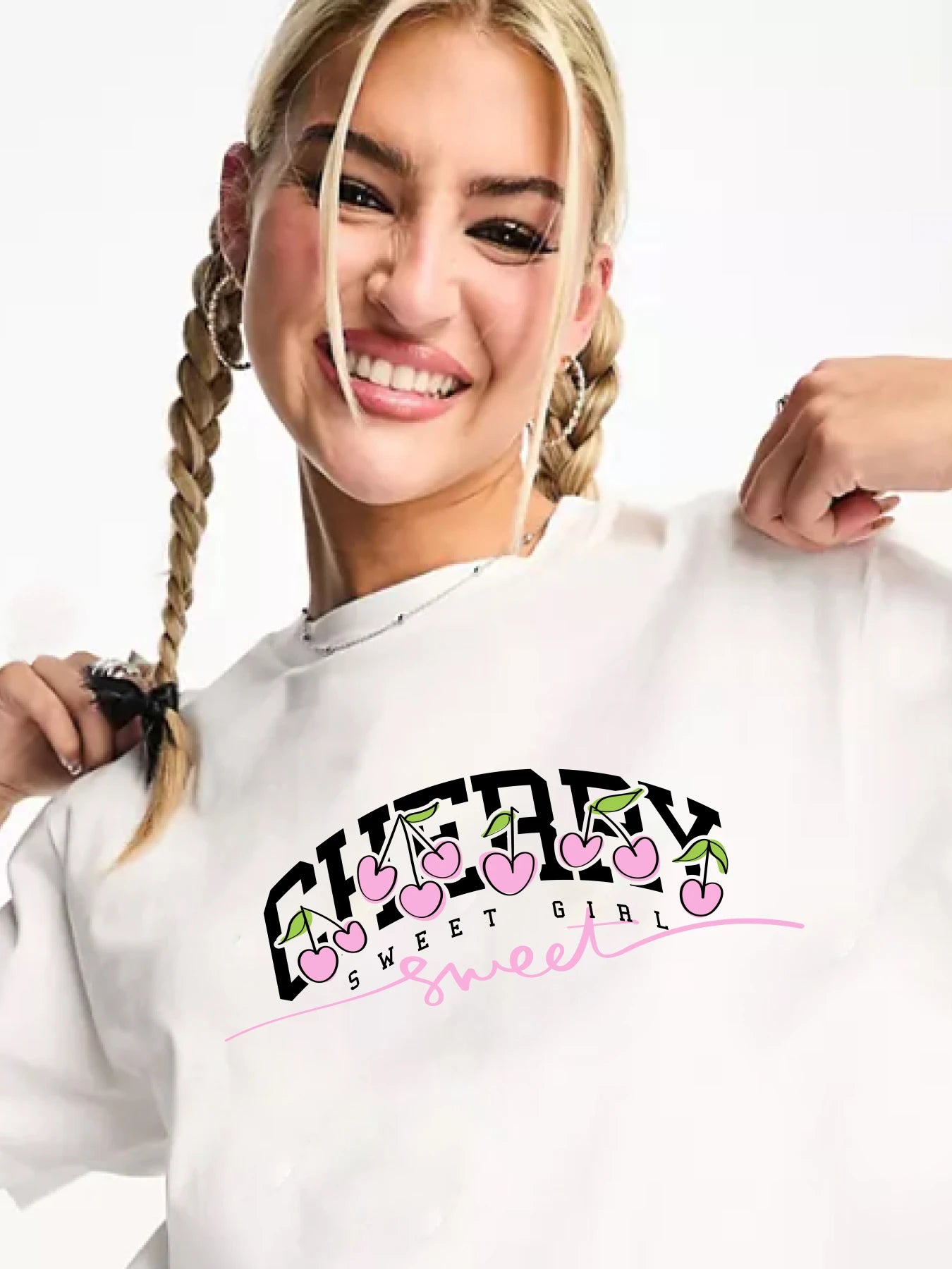 Cherry Sweet Girl - T-Shirt Hooded Caped Shawl Collar