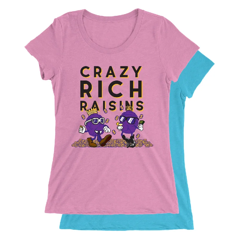 Movie The Food™ "Crazy Rich Raisins" Women's T-Shirt Notch Collar Peter Pan Collar Cowl Neck