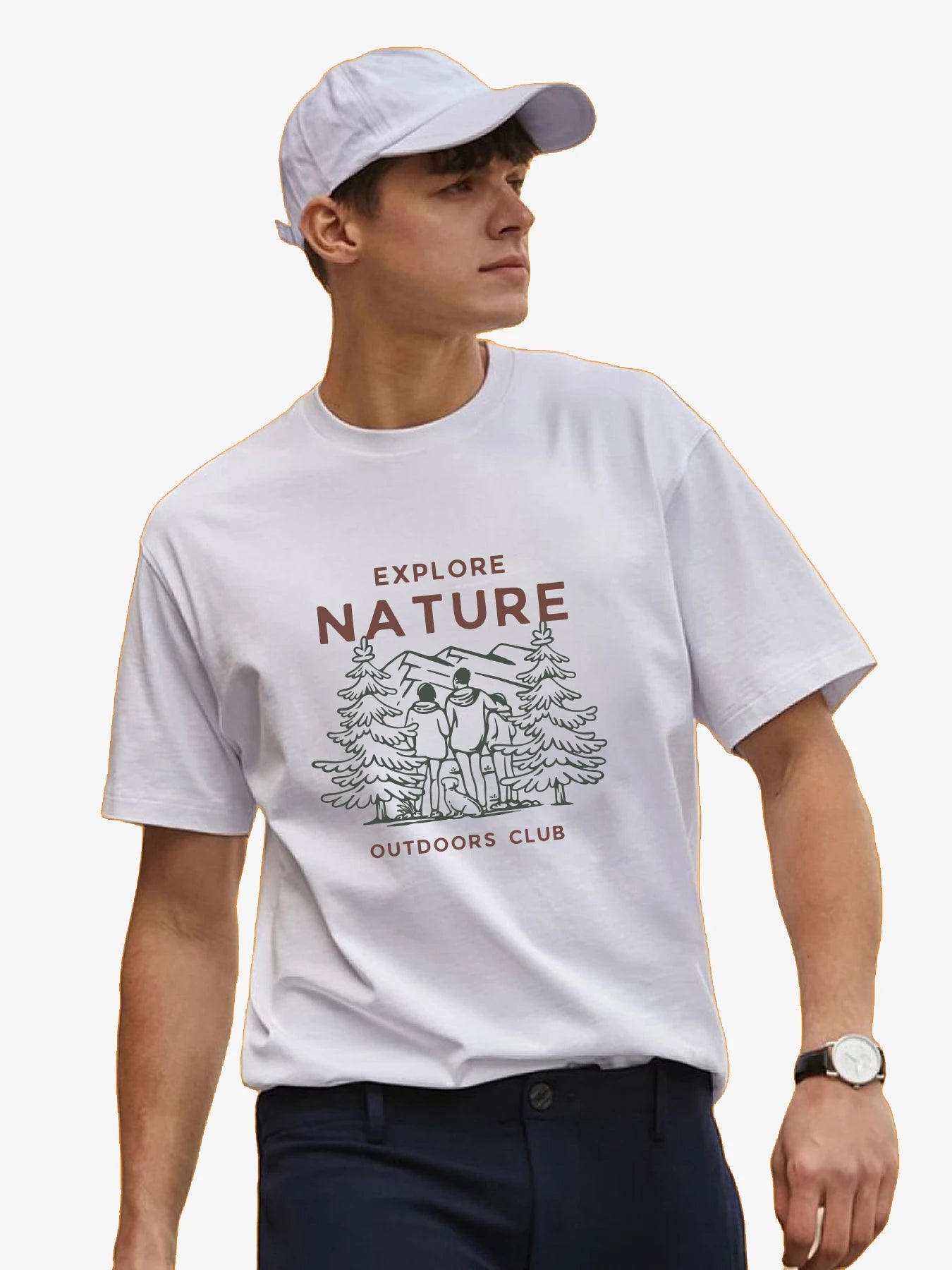 Explore Nature Outdoors Club - Unisex T-Shirt Collared Crew Neck Turtle Neck