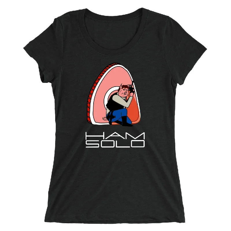 Movie The Food™ "Ham Solo" Women's T-Shirt Welt Pockets Slit Pockets