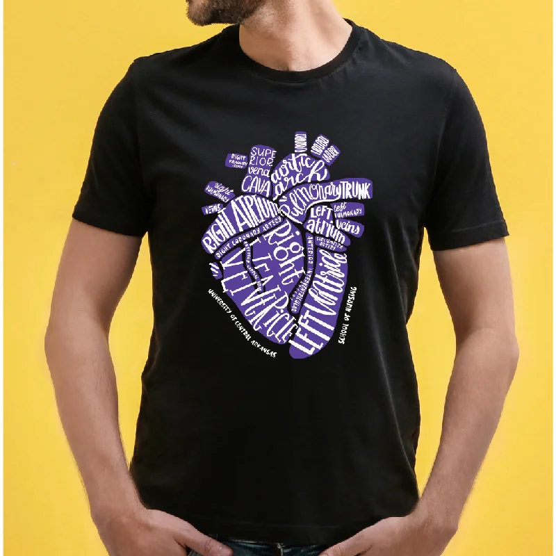 Heart and Common Words Anatomy Unisex T-Shirt Jersey Fabric Tulle Fabric Batik Fabric