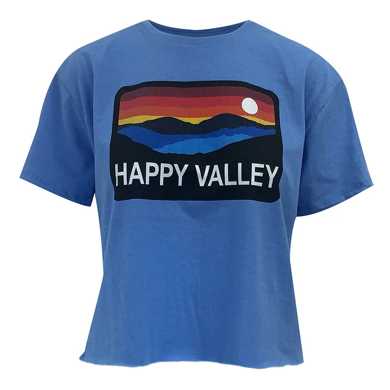 League Ladies Happy Valley Cropped T-Shirt Cotton Fabric Linen Fabric Terry Fabric