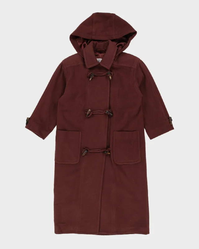 London Fog Burgundy Wool Overcoat - L Chic Monochrome Coat