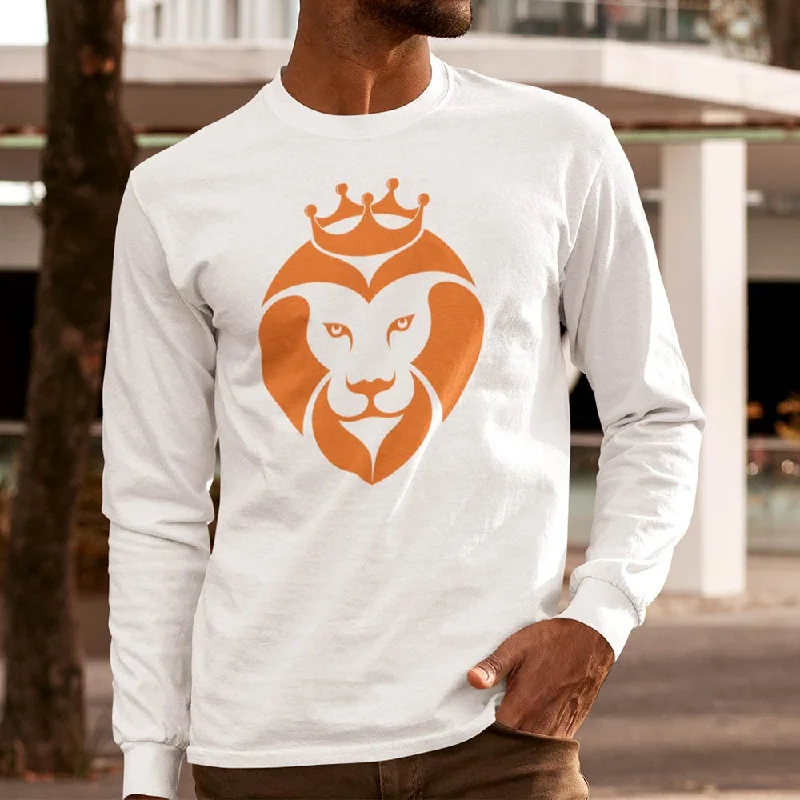 Lion king face graphic long sleeve t-shirt for men Anti-Pilling Machine Wash Handmade