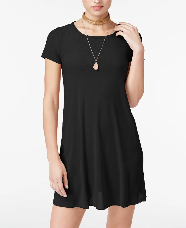 Material Girl Juniors Sheer T-Shirt Dress Notch Collar Peter Pan Collar Cowl Neck