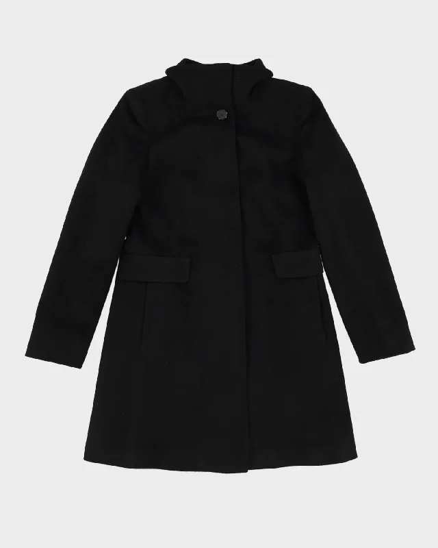 MaxMAra Black Wool Short Overcoat - XS Velvet Evening Overcoat