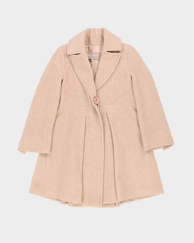 MaxMara Pale Pink Short Overcoat - XXXS Soft Wool-Blend Coat