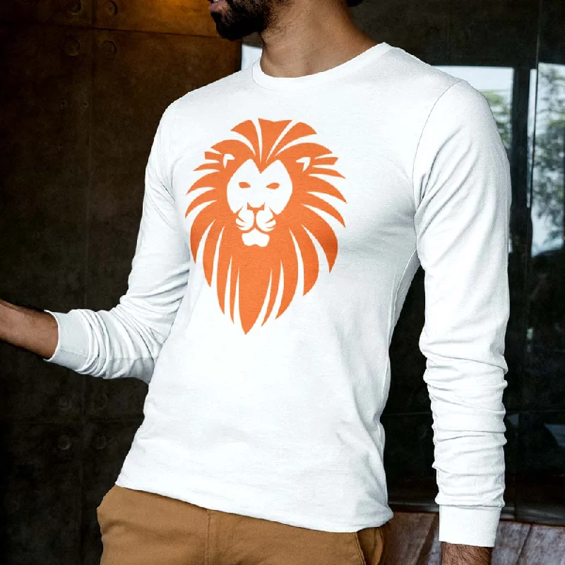 Lion face graphic long sleeve men’s t-shirt Anti-Shrink Durable Soft