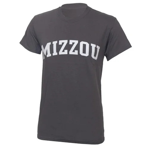 Mizzou Charcoal Short Sleeve T-Shirt Print Jacquard Patchwork