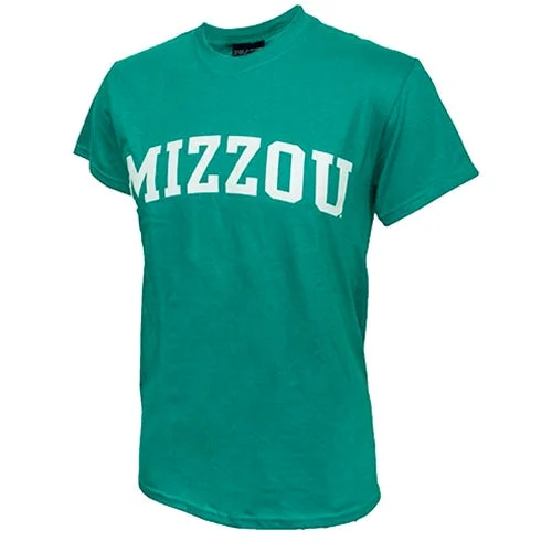 Mizzou Jade Short Sleeve Crew Neck T-Shirt Denim Fabric Leather Fabric Suede Fabric