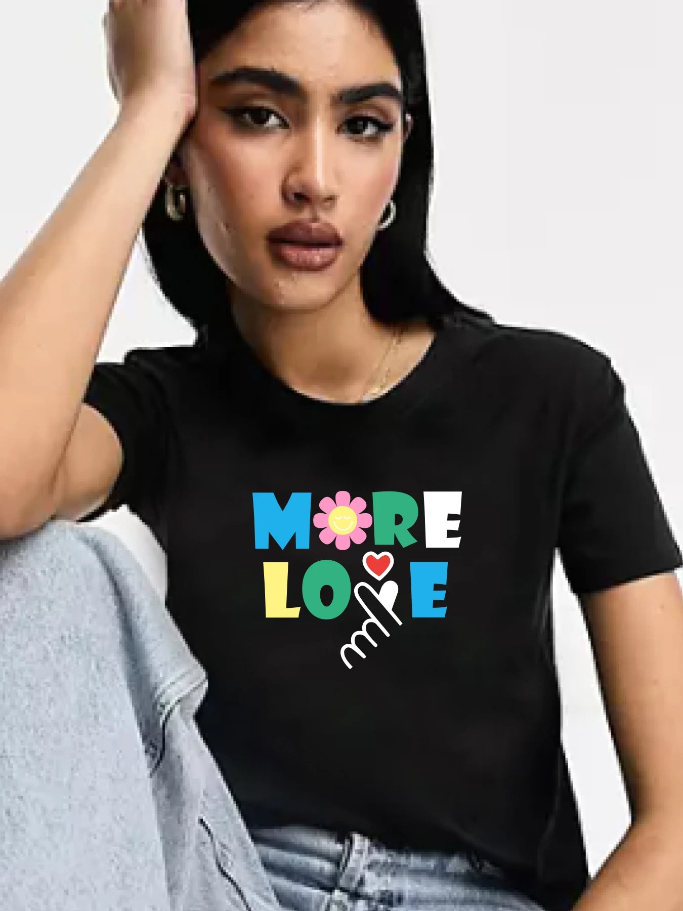 More Love - T-Shirt Hooded Caped Shawl Collar