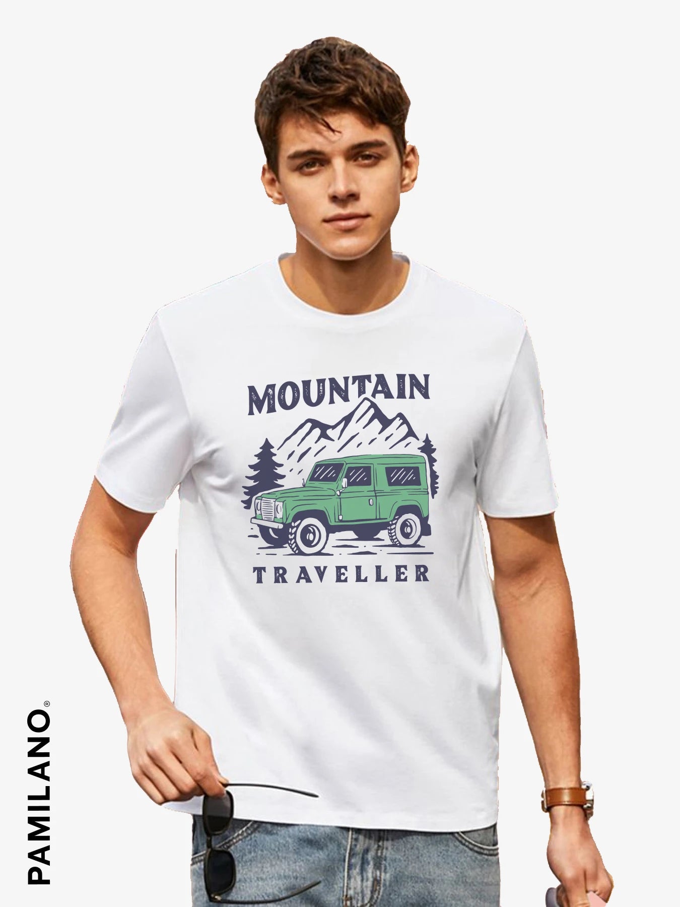 Mountain Traveler - Unisex T-Shirt Mesh Fabric Canvas Fabric Denim Fabric