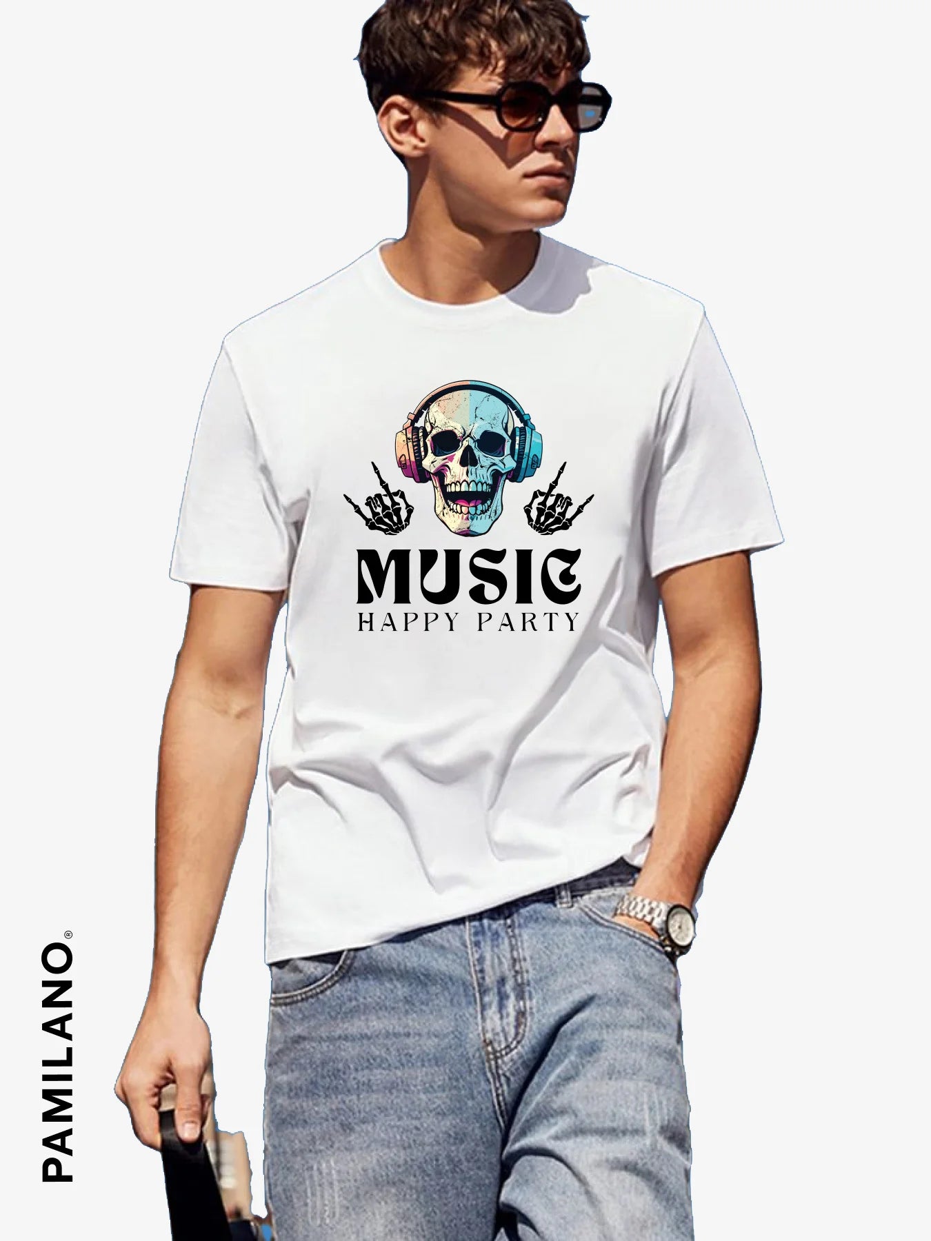 Music - Happy Party - Unisex T-Shirt Front Pockets Side Pockets Patch Pockets