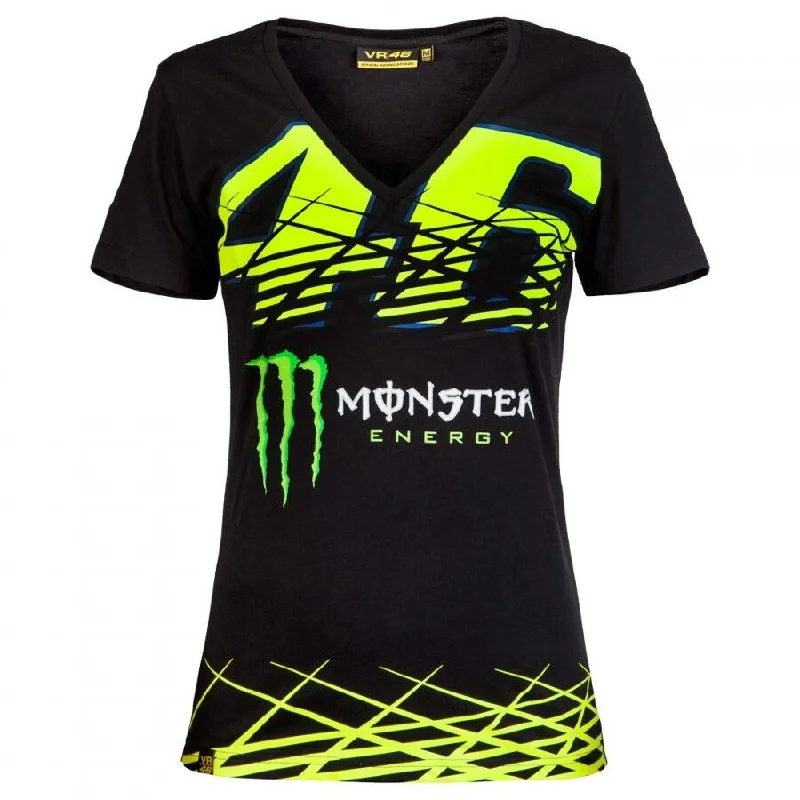 Official Valentino Rossi VR46 Monster Woman's T-Shirt - Vrwts 217304 Mesh Blend Leather Blend Suede Blend