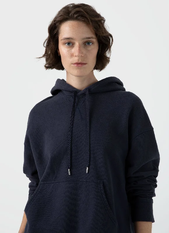 Women's Loopback Hoody in Navy Hooded Sweatshirt Casual Wear Street Style