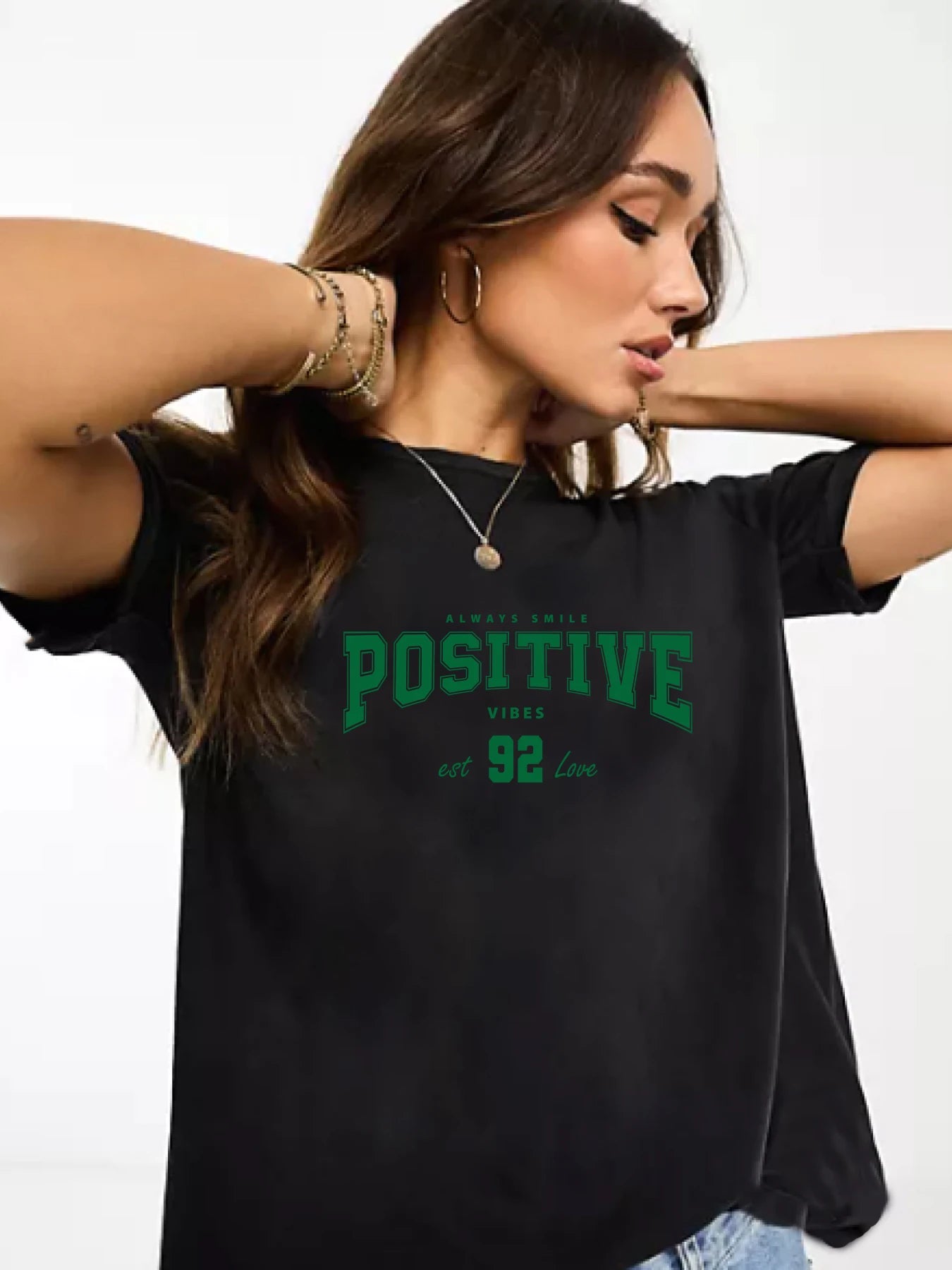 Positive Vibe 92 - Unisex T-Shirt Chenille Fabric Brocade Fabric Lace Fabric