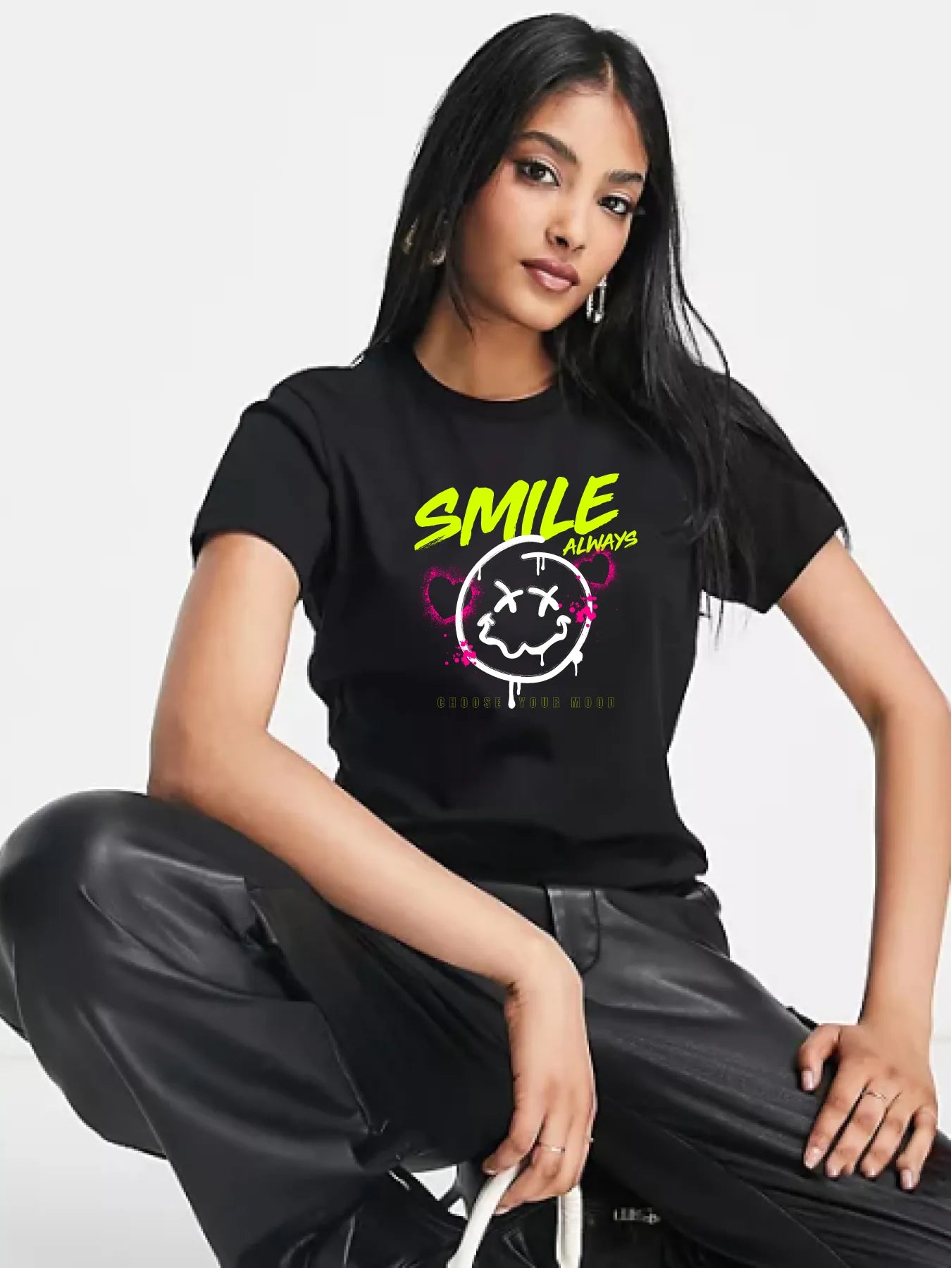 Smile Always - Unisex T-Shirt Houndstooth Herringbone Solid