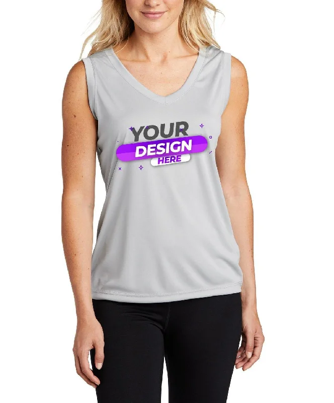 Sport-Tek® Ladies Sleeveless Competitor V-Neck Tee Solid Print Embellished