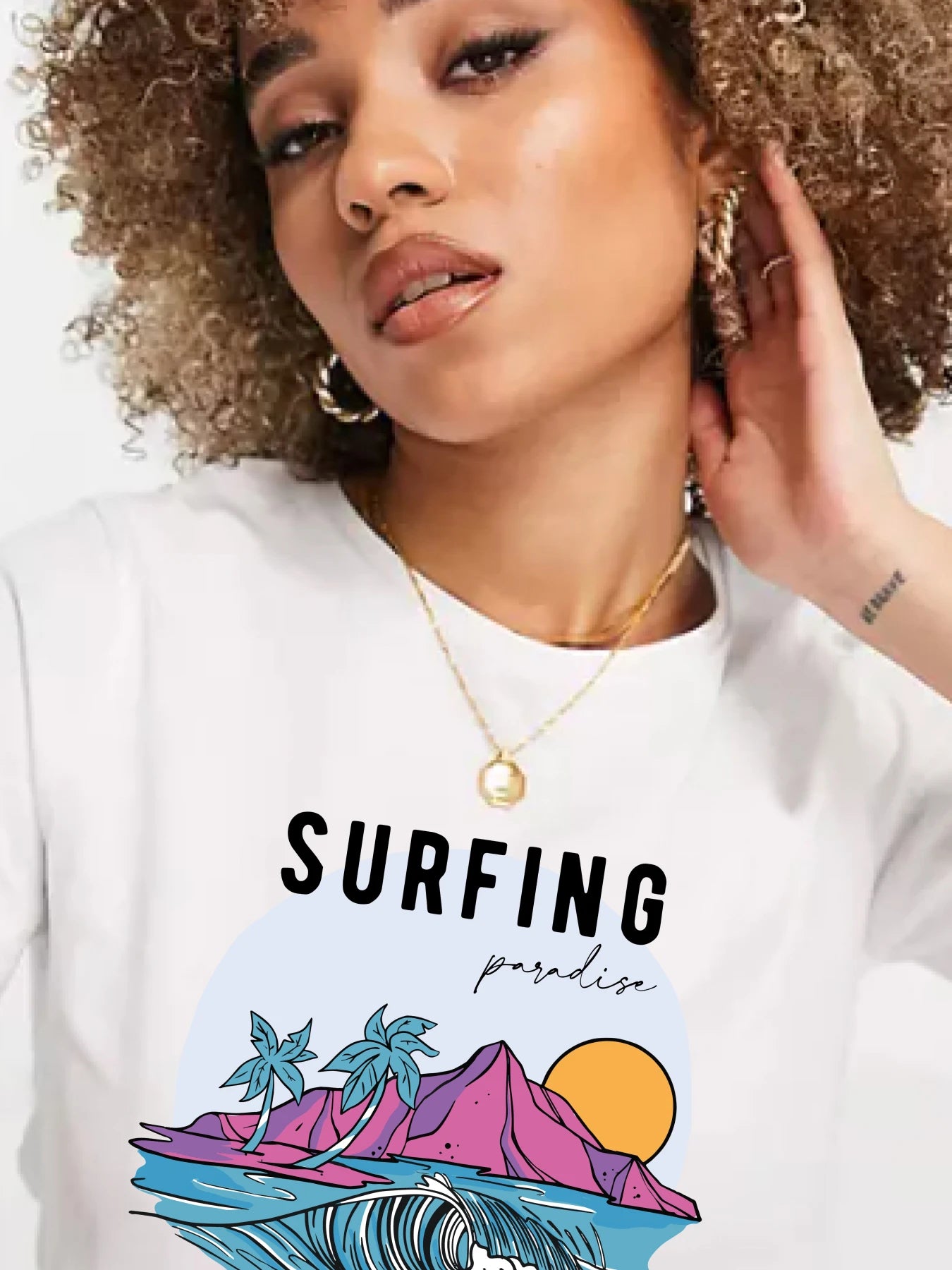 Surfing Paradise - Unisex T-Shirt Cashmere Blend Cotton Blend Poly Blend