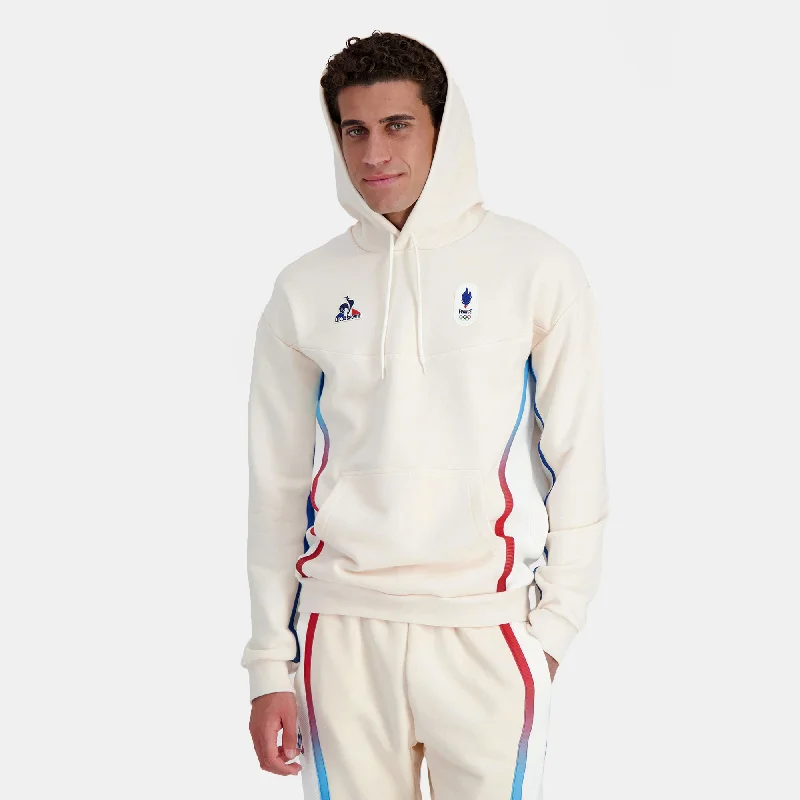 2410050-EFRO 24 Hoody N°1 M écru | Sweat à capuche Unisexe Hoodie with Ribbed Hem Stretchable Secure