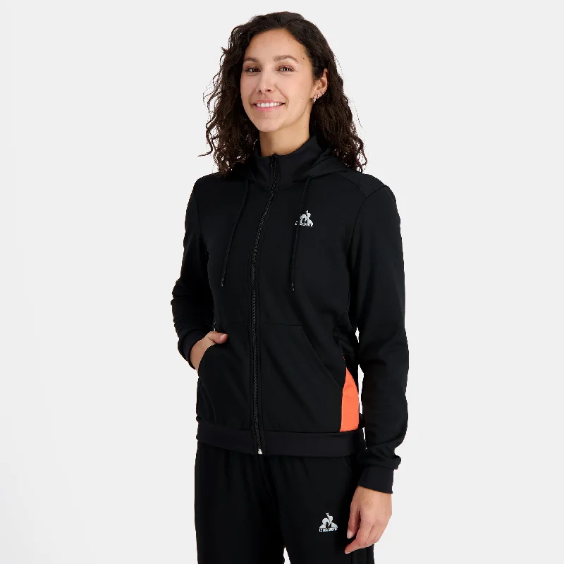 2410237-TRAINING FZ Hoody N°1 W black/orange per | Sweat zippé à capuche Femme Hoodie with Patch Decorative Personalized