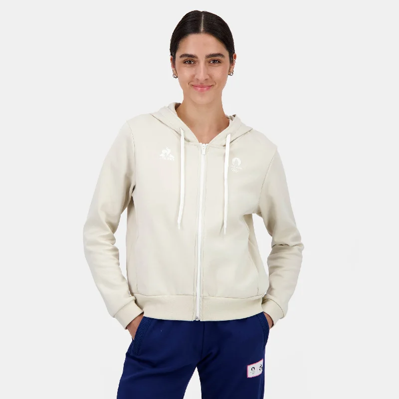 2410578-ESS P24 FZ Hoody N°1 W peyote | Sweat zippé à capuche Femme Hoodie with Strings Custom Fit Adjustable