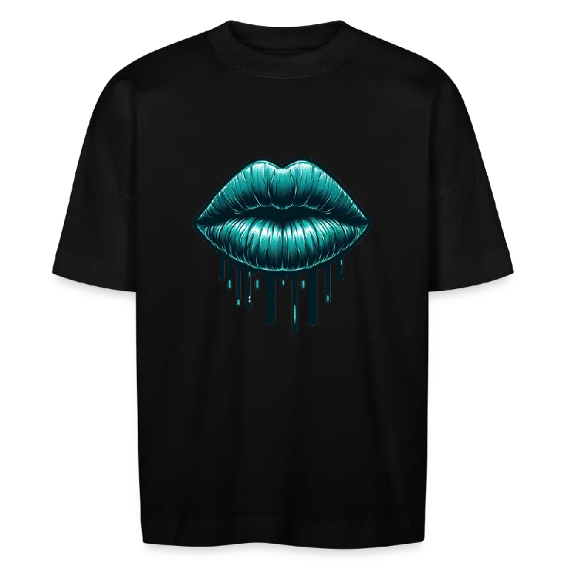 Teal Drip Lips Tee - Urban Edge Collection Fleece Nylon Spandex