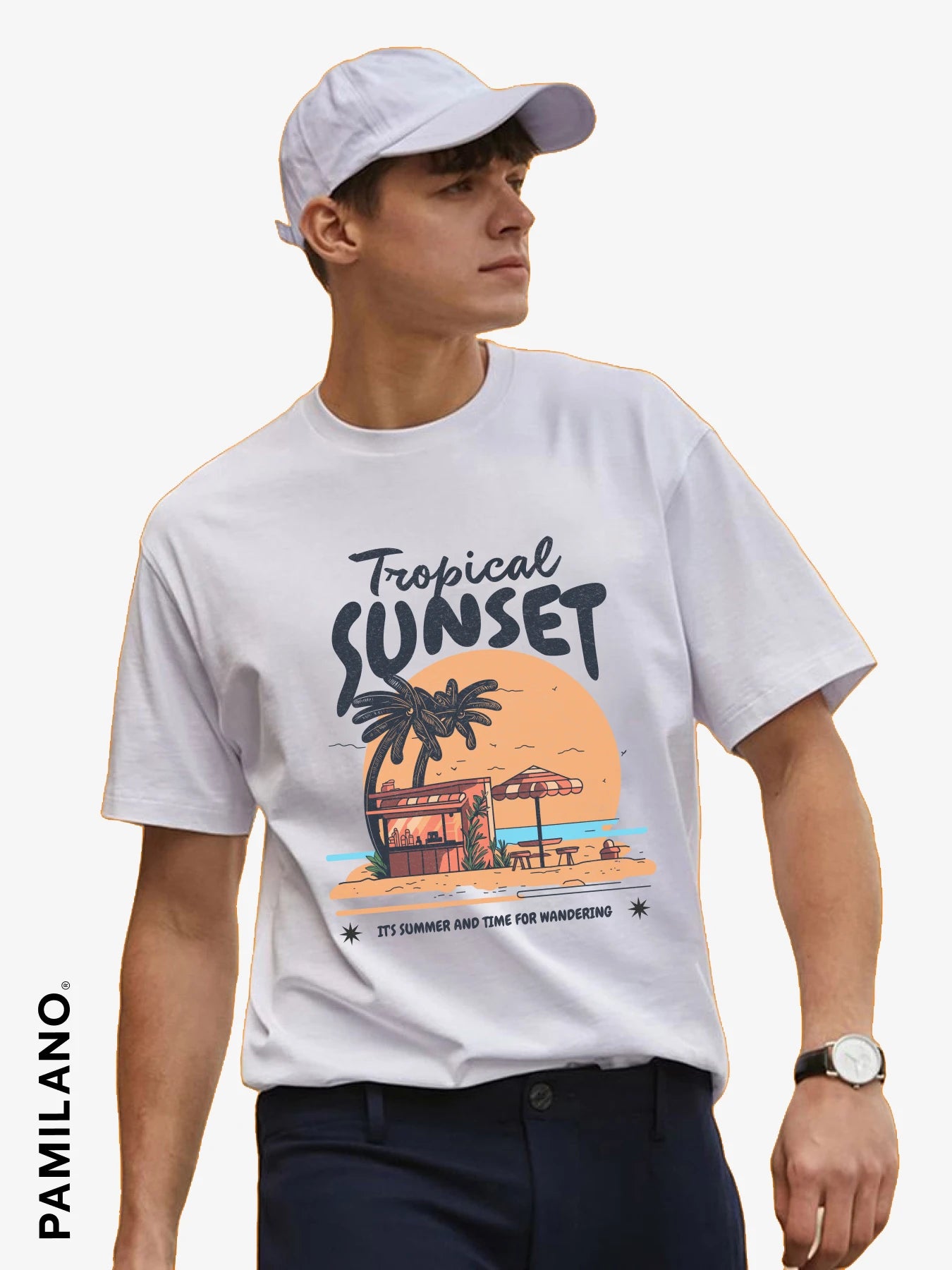 Tropical Sunset - Unisex T-Shirt Iron Safe Non-Iron Wrinkle Free