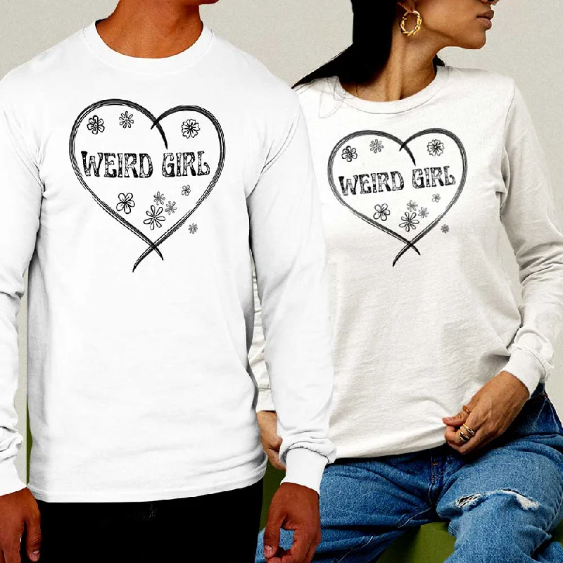 Weird girl print unisex full sleeve t-shirt Mesh Blend Leather Blend Suede Blend