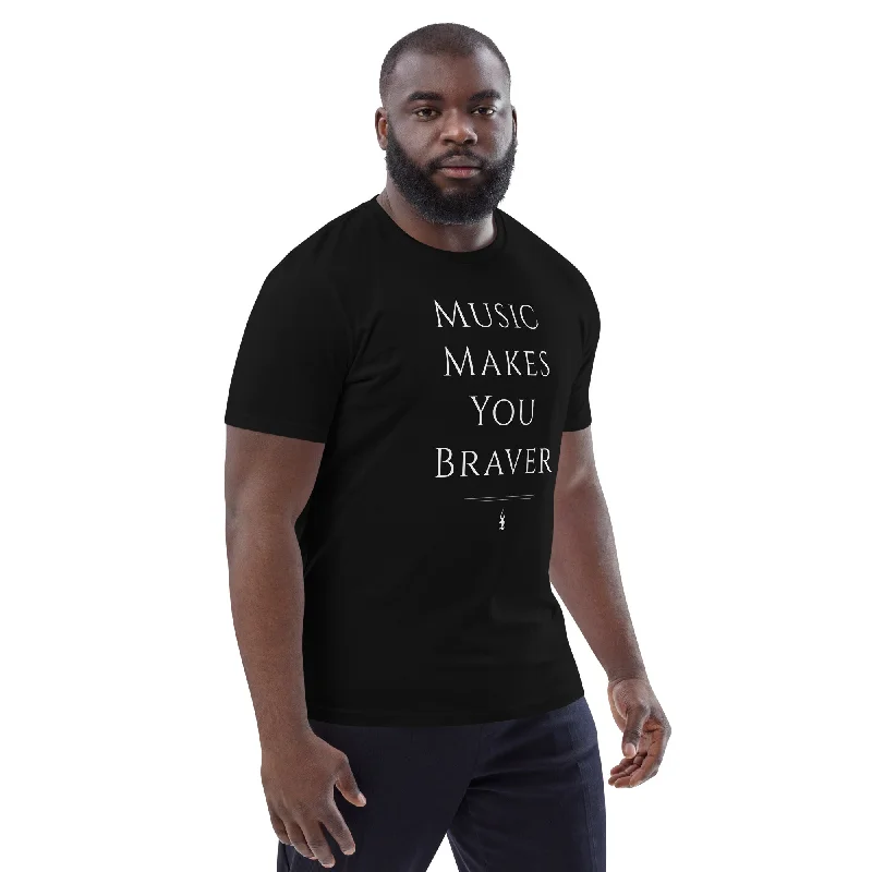 'Music Makes You Braver' Classic Organic Cotton T-shirt Hooded Caped Shawl Collar