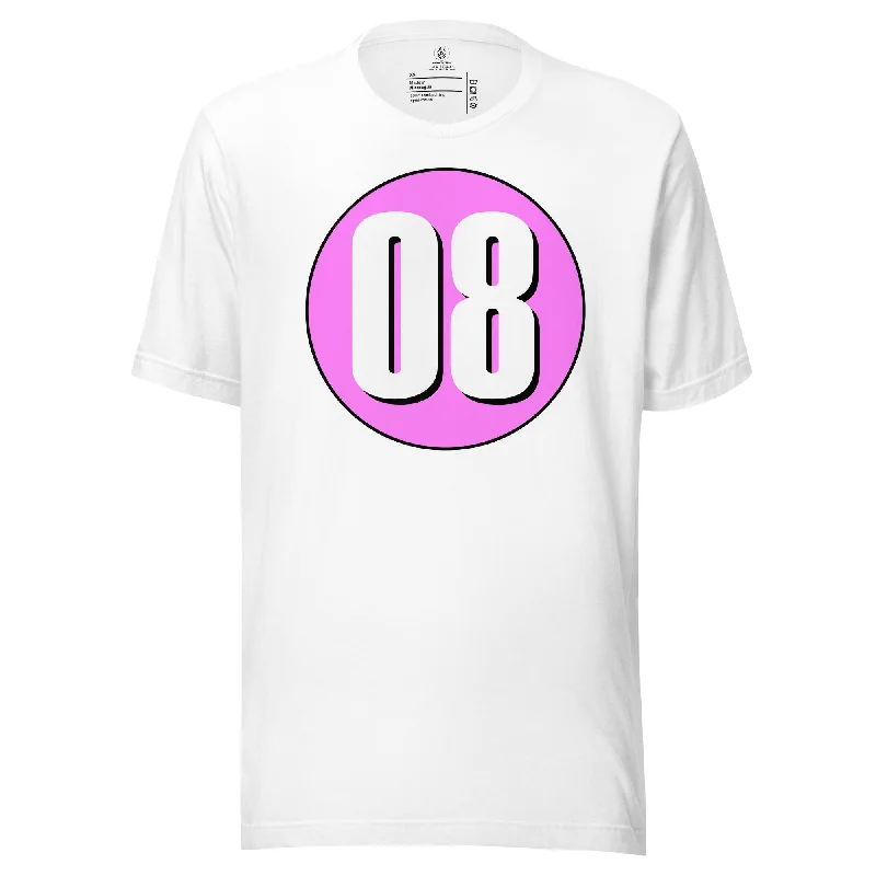 Unisex t-shirt: White on Pink 08 Machine Wash Dry Clean Hand Wash