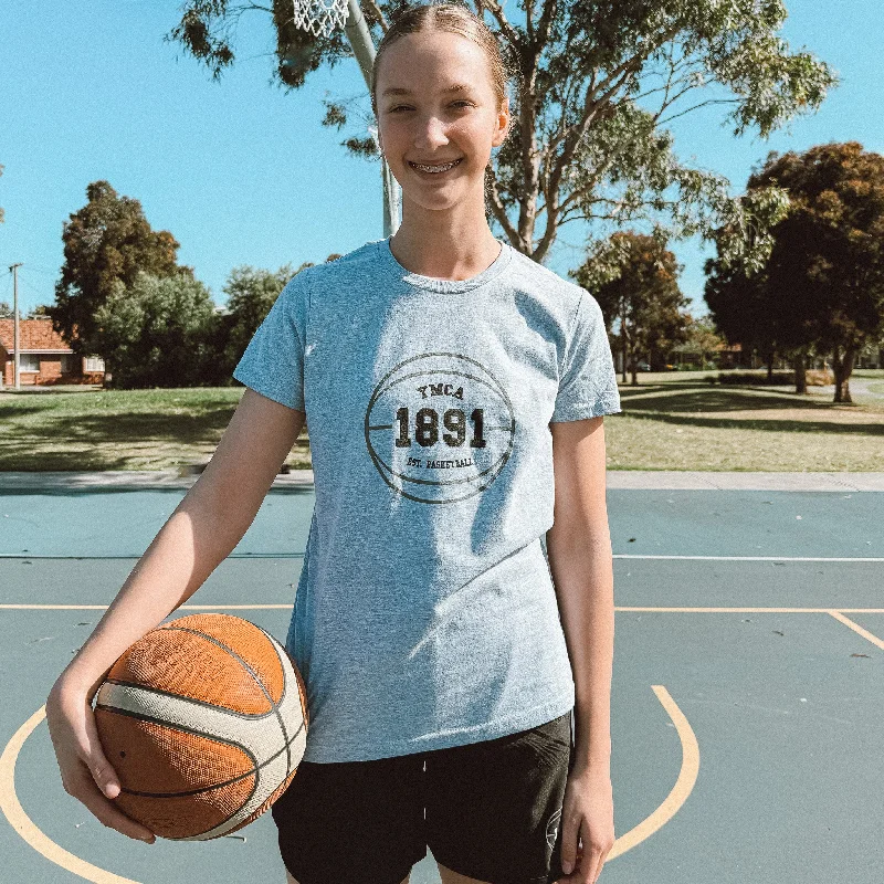 Womens 1891 Basketball Tee - Grey Beaded Sequined Faux Fur