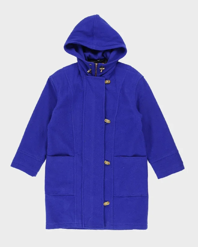 Blue Wool Short Overcoat - M Cozy Cashmere Overcoat