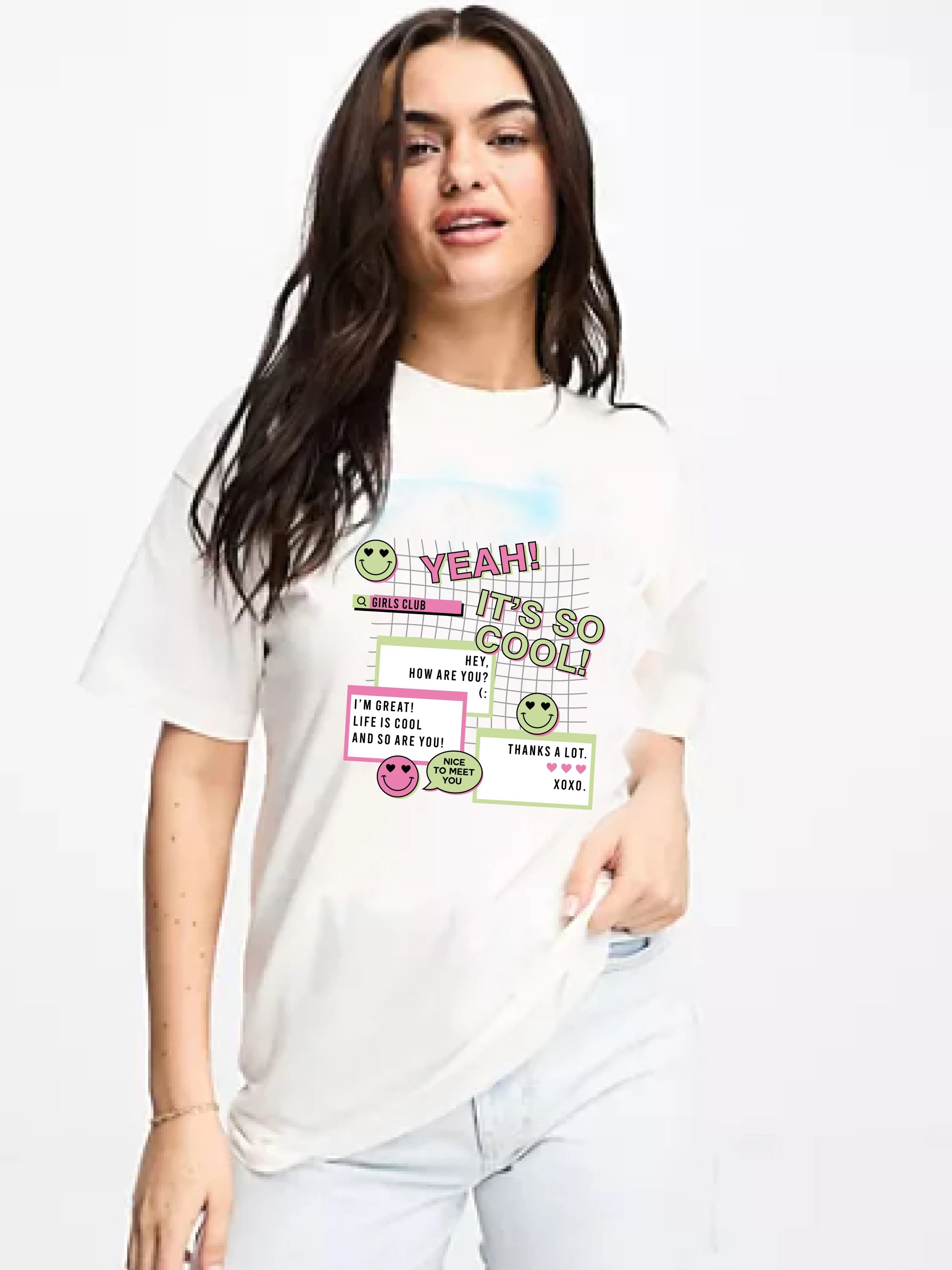 Yeah ! it's cool - Unisex T-Shirt Collared T-Shirt Boat Neck A-Line