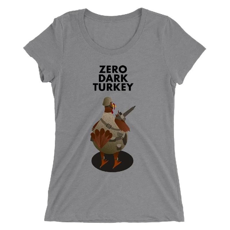 Movie The Food™ "Zero Dark Turkey" Women's T-Shirt Collared Crew Neck Turtle Neck