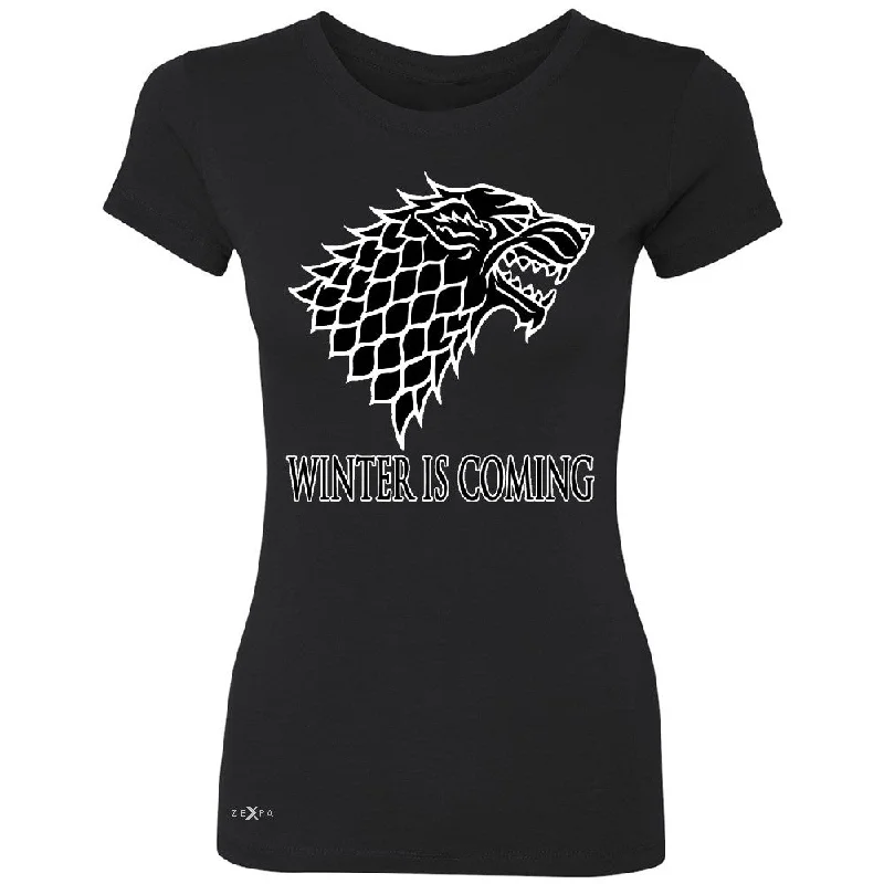 Zexpa Apparelâ„¢ Winter is Coming Stark Women's T-shirt Thronies North GOT Fan  Tee Layered Multi-layer Single Layer