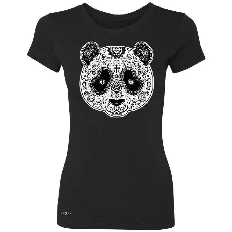 Zexpa Apparelâ„¢ Sugar Skull Panda Women's T-shirt Day Of Dead Dia de Muertos Tee Terry Blend Velvet Blend Canvas Blend