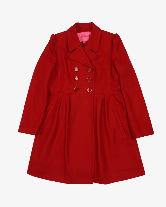 Betsey Johnson Red Wool Overcoat - Sophisticated Evening Coat