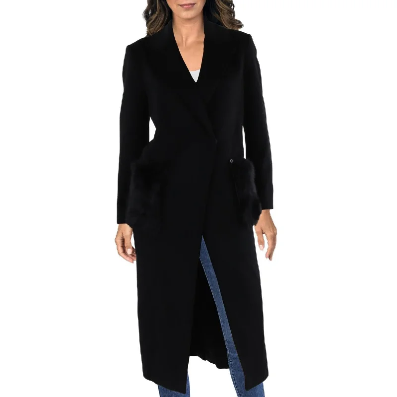 Channing Womens Wool Maxi Overcoat Warm Belted Coat