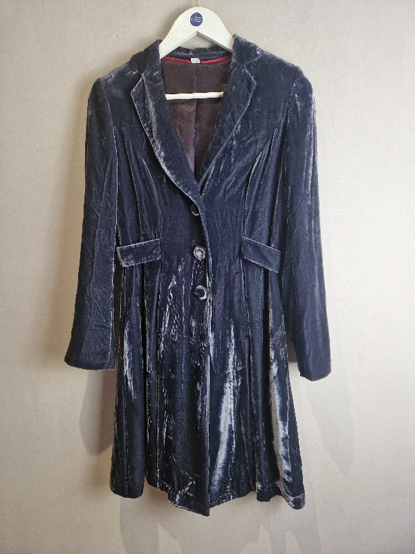 Boden indigo velvet silk blend overcoat - size 10 Padded Wool Overcoat