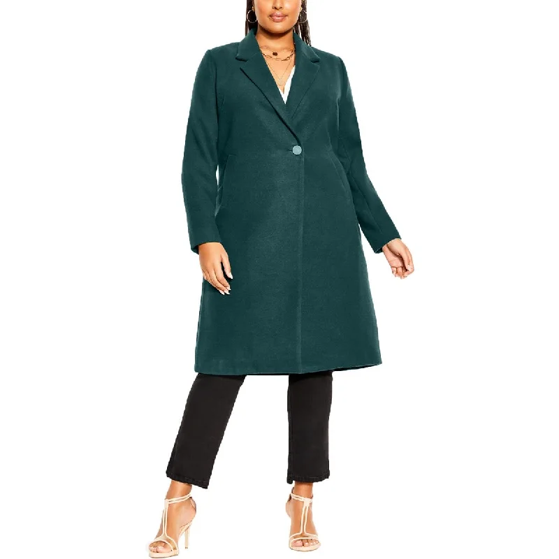 City Chic Womens Plus Effortless Midi Cold Weather Overcoat Cashmere Blended Overcoat