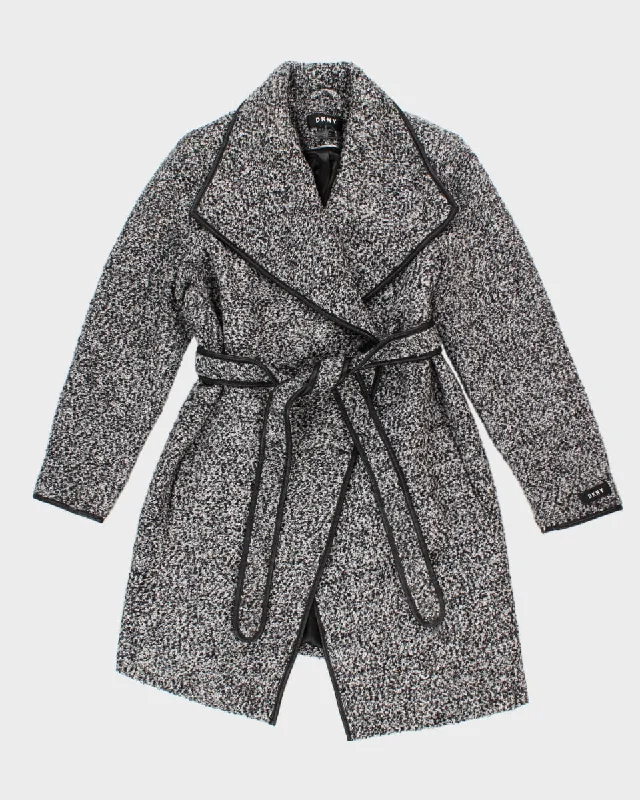 DKNY Wool Blend Overcoat - XL Lapel-Free Sleek Coat